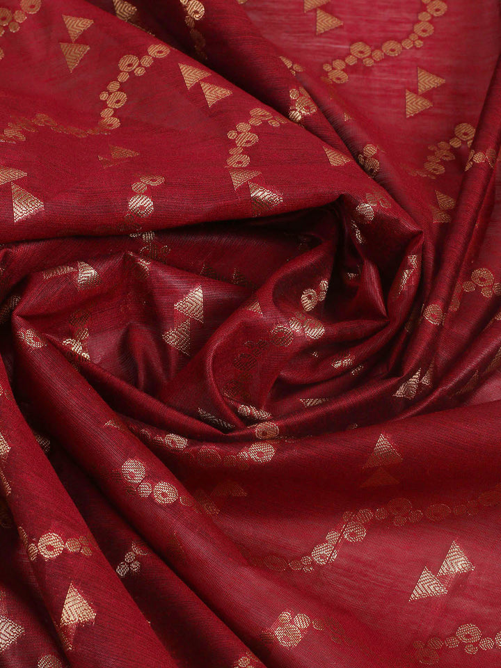 Woven Design Chanderi Unstitched Suit With Pant &amp; Dupatta