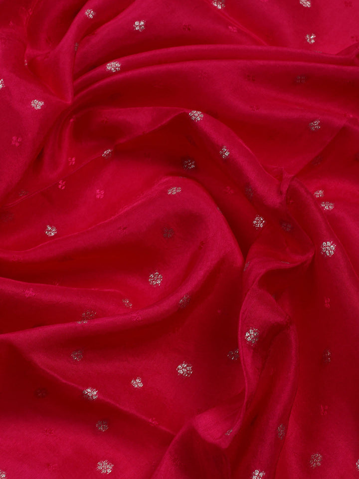 Embroidered Art Silk Unstitched Suit With Dupatta