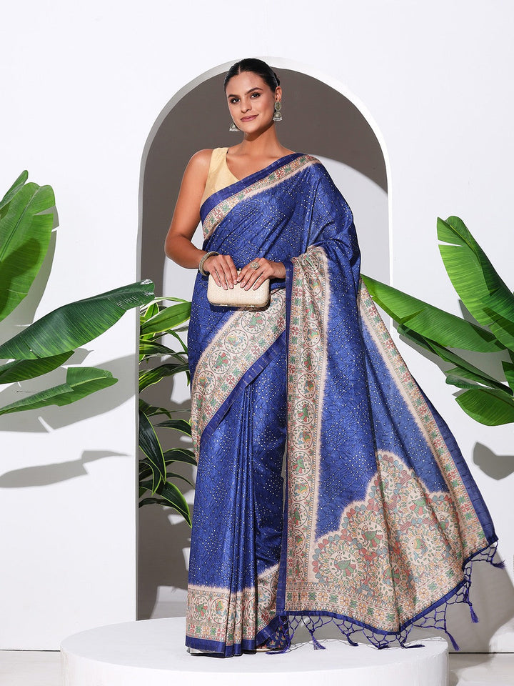 Printed Tussar Silk Saree