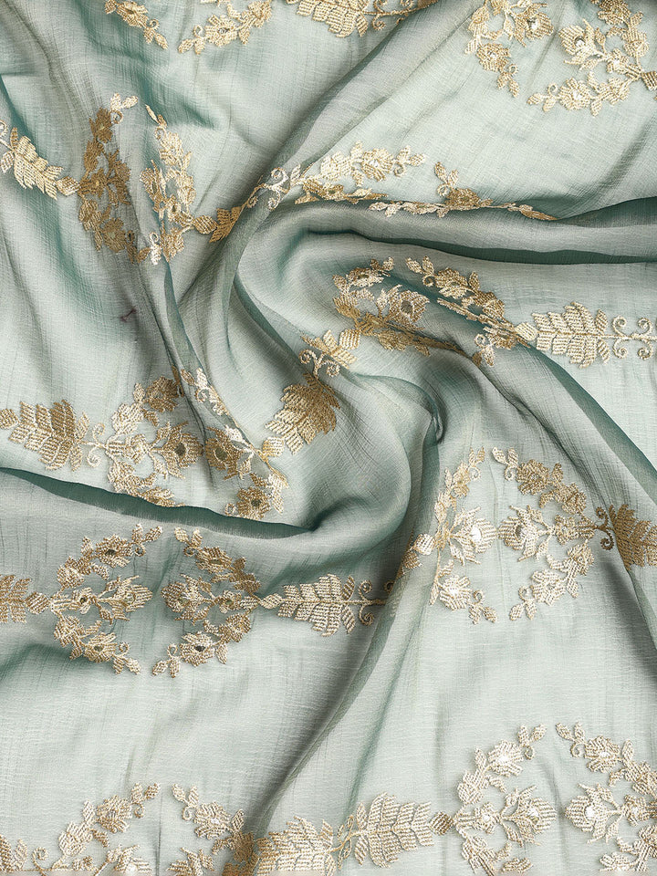 Embroidered Organza Unstitched Suit With Dupatta
