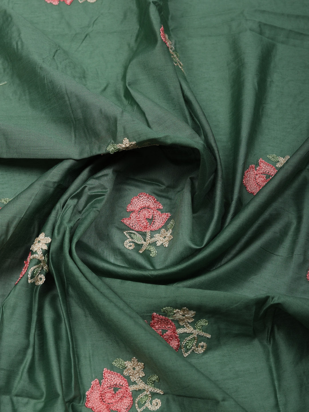 Embroidered Chanderi Unstitched Suit With Pant &amp; Dupatta