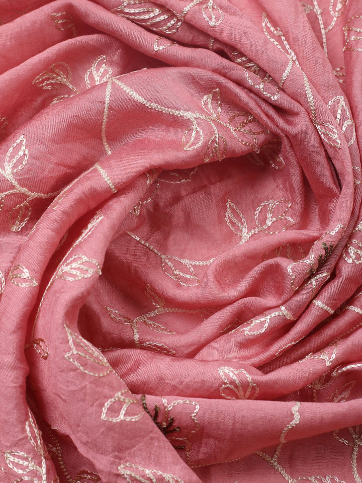Embroidered Cotton Blend Unstitched Suit With Pant &amp; Dupatta