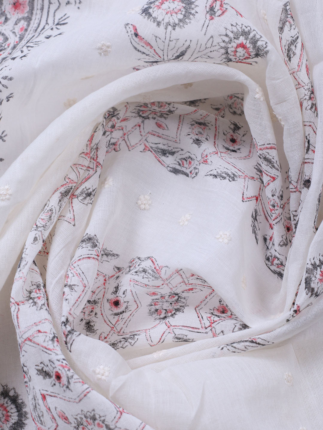 Embroidered Cotton Blend Unstitched Suit With Pant &amp; Dupatta