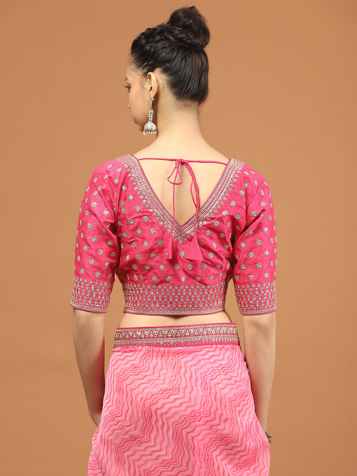 Zari Border Printed Organza Saree