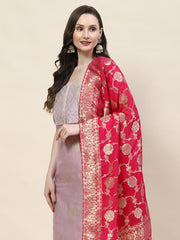 Floral Woven Chanderi Unstitched Suit Piece With Dupatta