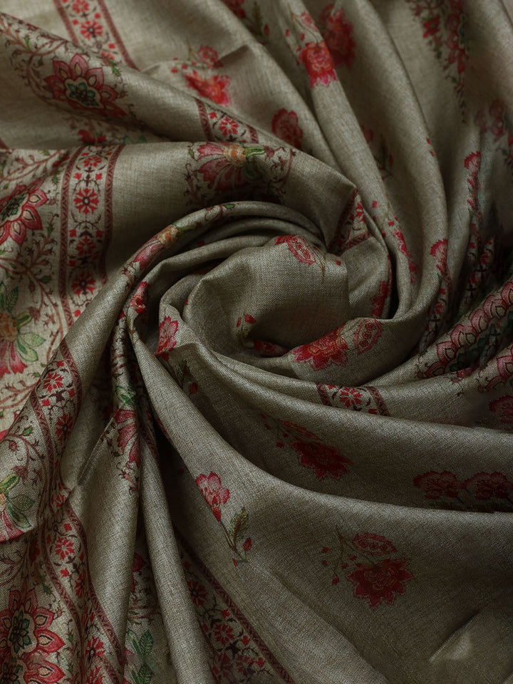 Embroidered Tussar Unstitched Suit With Dupatta