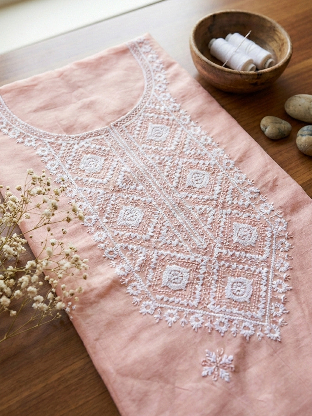Embroidered Cotton Blend Unstitched Suit With Pant &amp; Dupatta