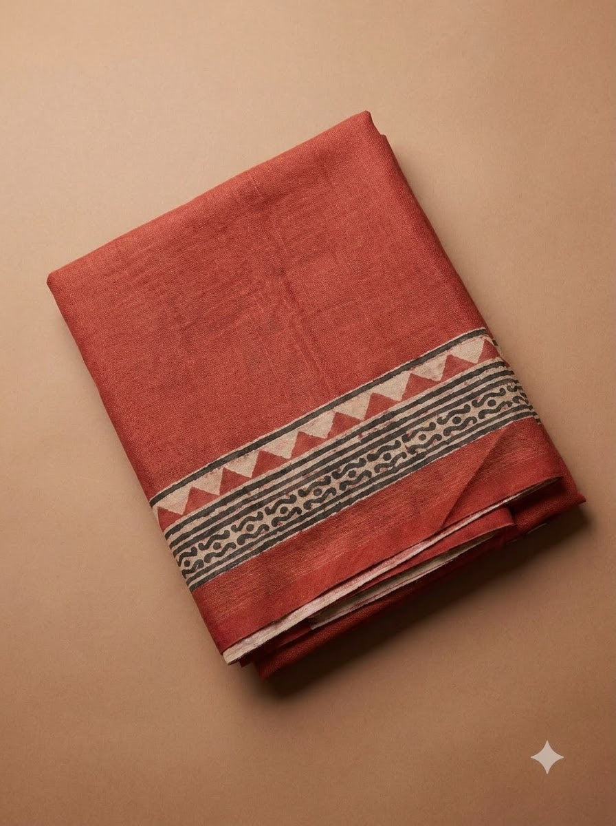 Maroon Chanderi Printed Unstitched Dress Material