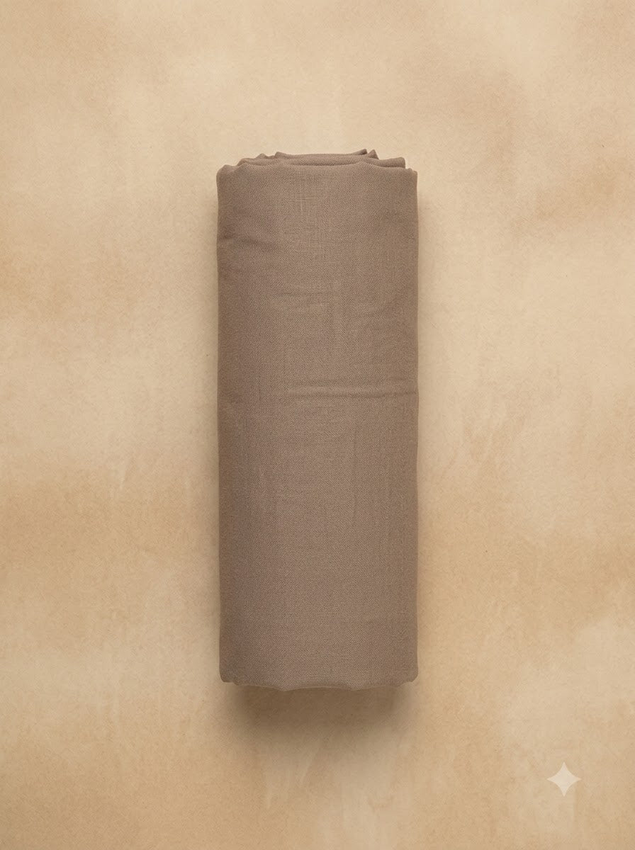Beige Linen Blend Printed Unstitched Dress Material