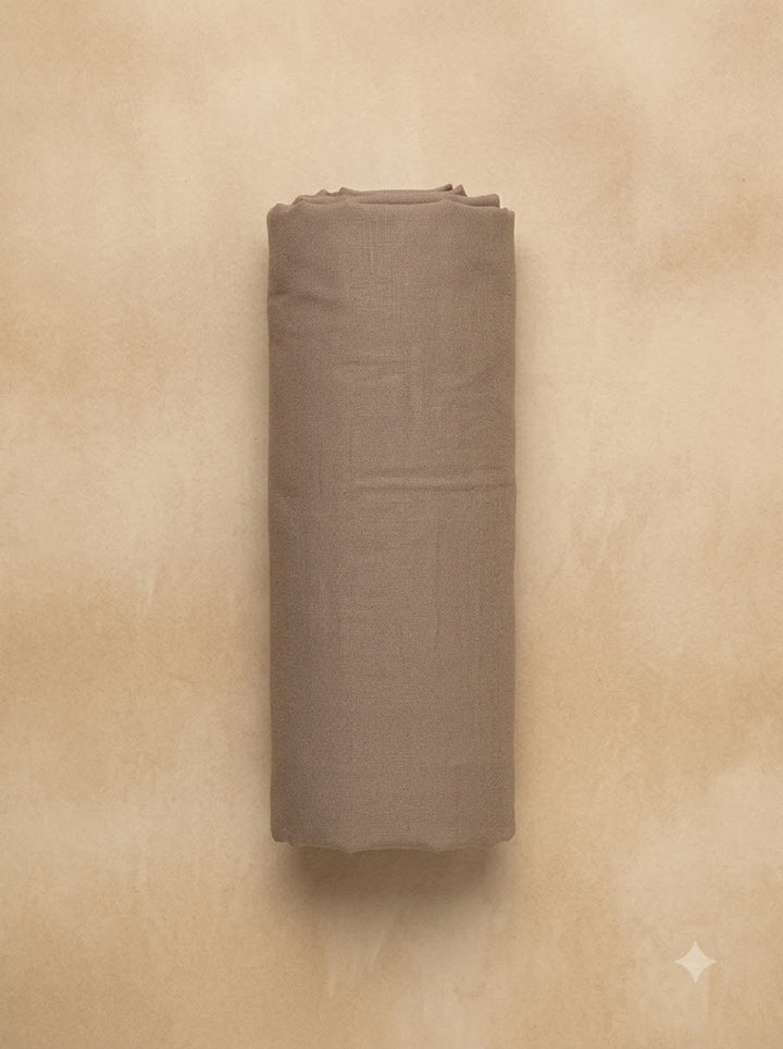Beige Linen Blend Printed Unstitched Dress Material