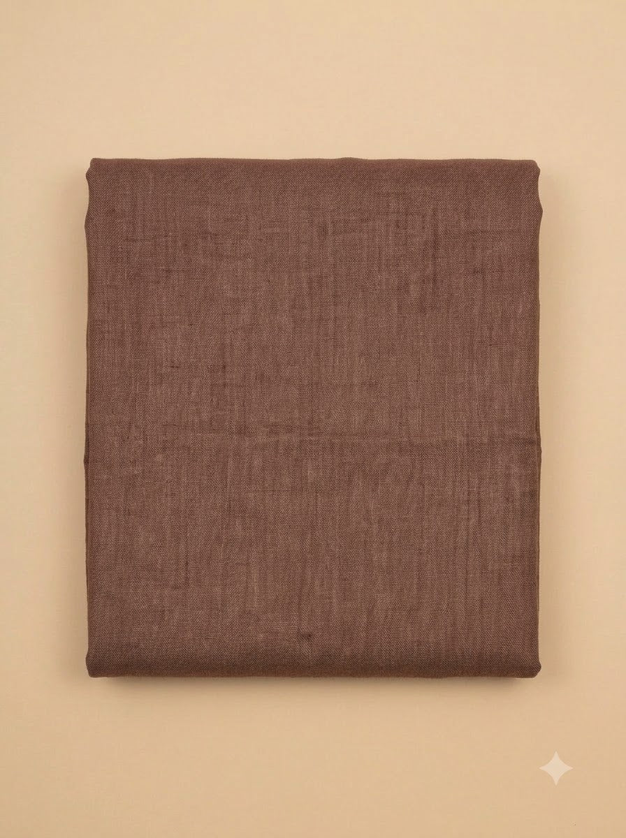 Brown Linen Blend Printed Unstitched Dress Material
