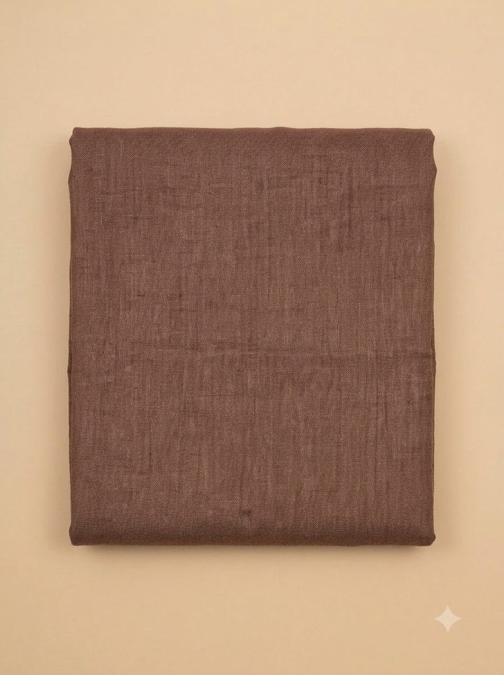 Brown Linen Blend Printed Unstitched Dress Material