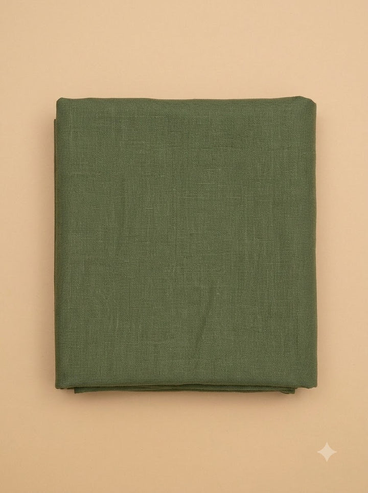 Green Linen Blend Printed Unstitched Dress Material