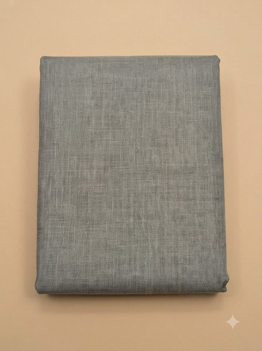Grey Linen Blend Embroidered Unstitched Dress Material