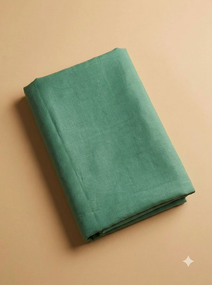 Green Cotton Blend Embroidered Unstitched Dress Material