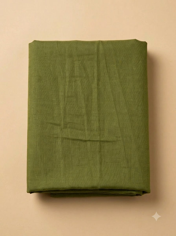 Green Cotton Blend Embroidered Unstitched Dress Material