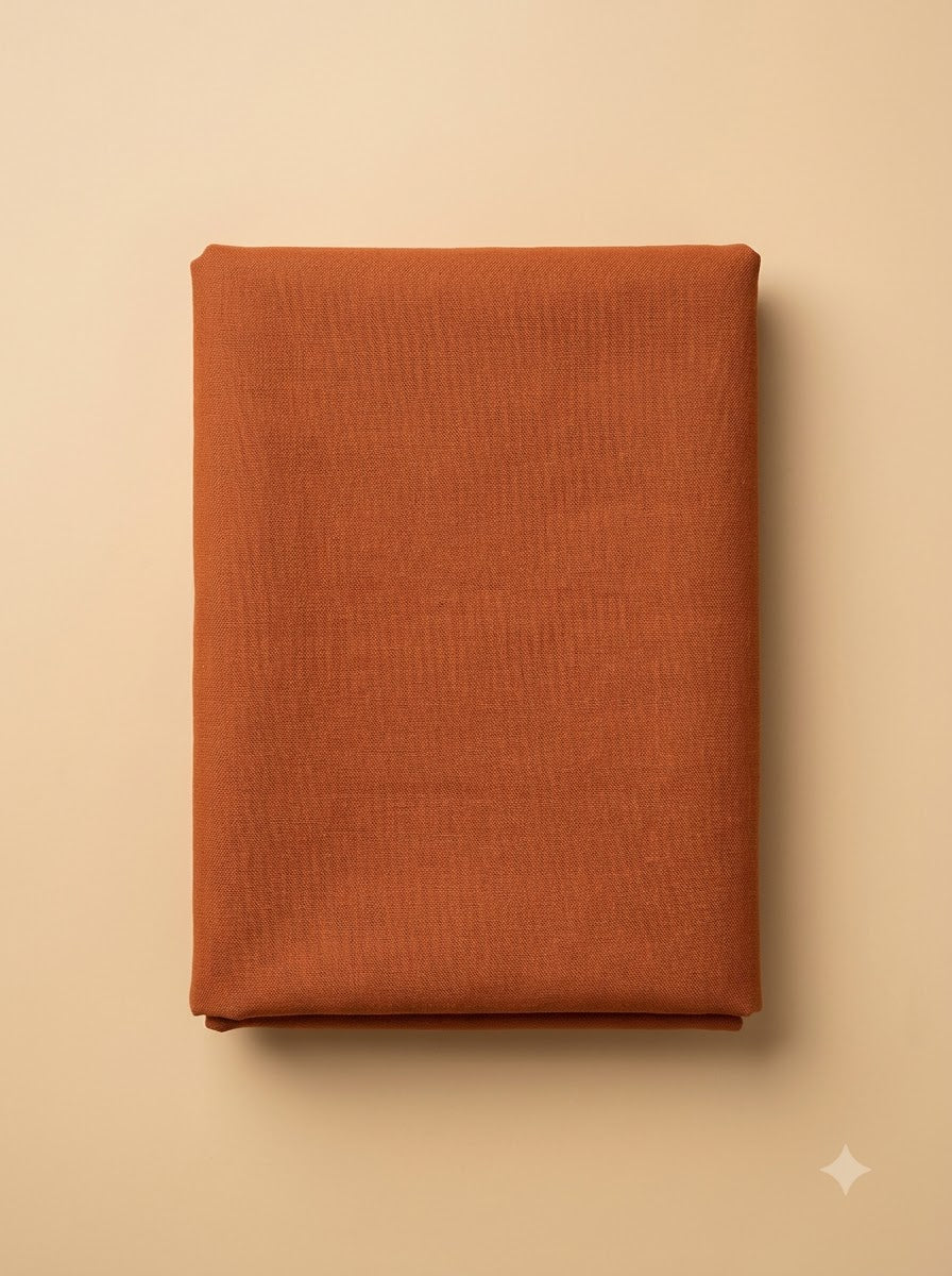 Rust Cotton Blend Embroidered Unstitched Dress Material