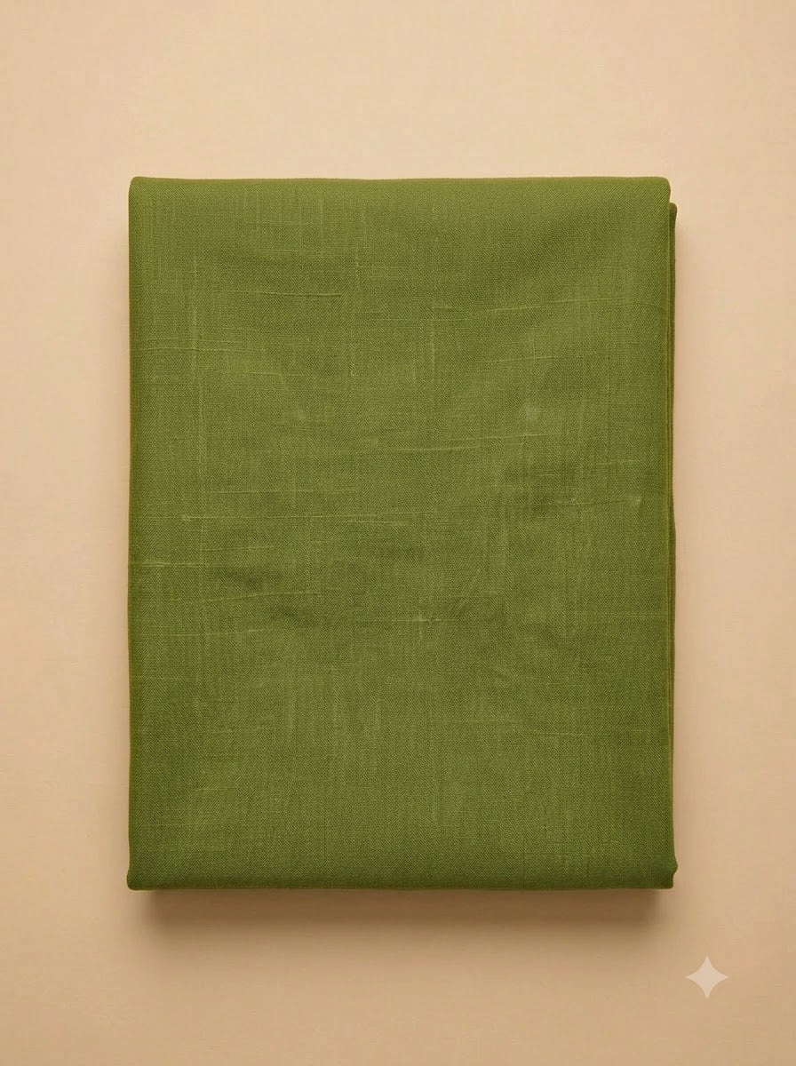 Green Cotton Blend Embroidered Unstitched Dress Material