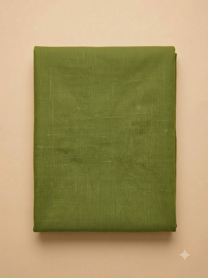 Green Cotton Blend Embroidered Unstitched Dress Material