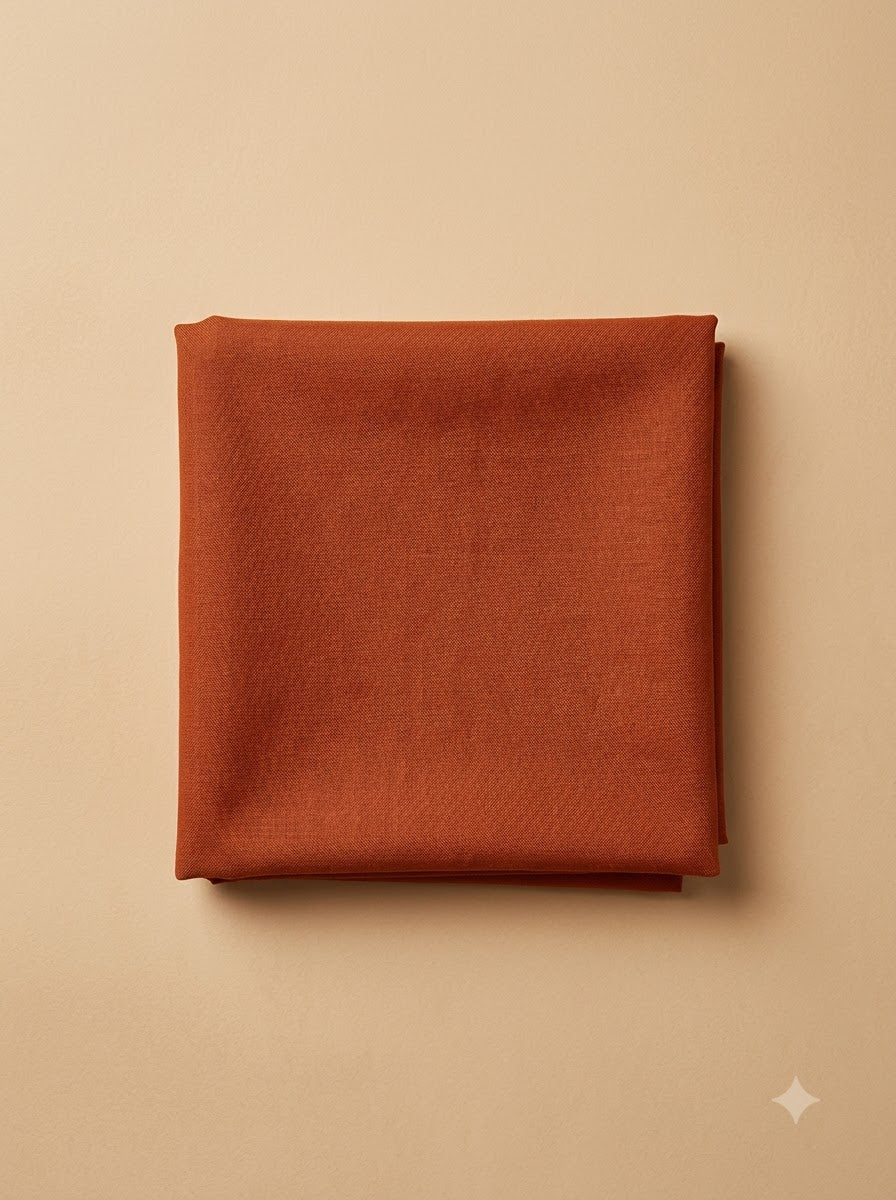 Rust Cotton Blend Embroidered Unstitched Dress Material