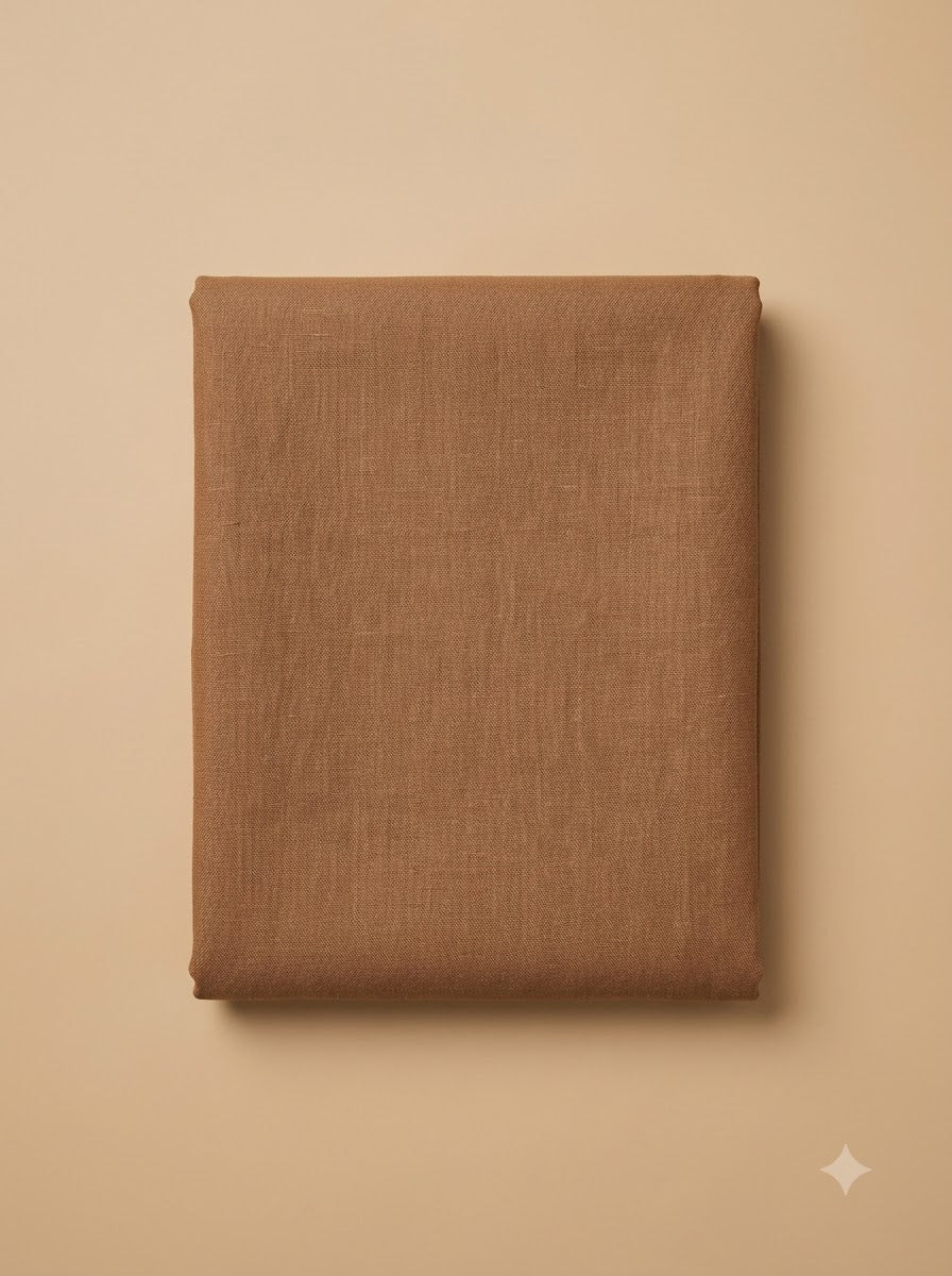 Beige Linen Blend Printed Unstitched Dress Material