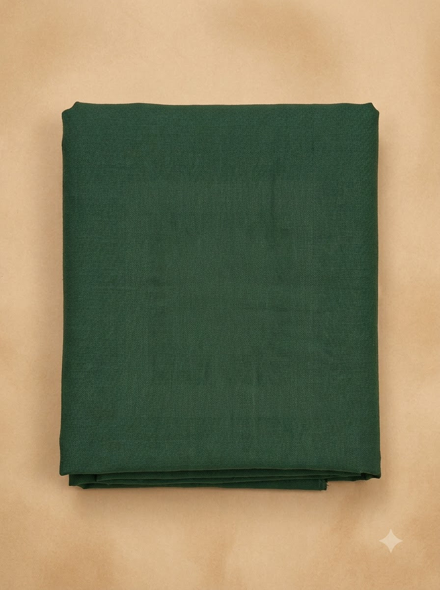 Green Linen Blend Printed Unstitched Dress Material