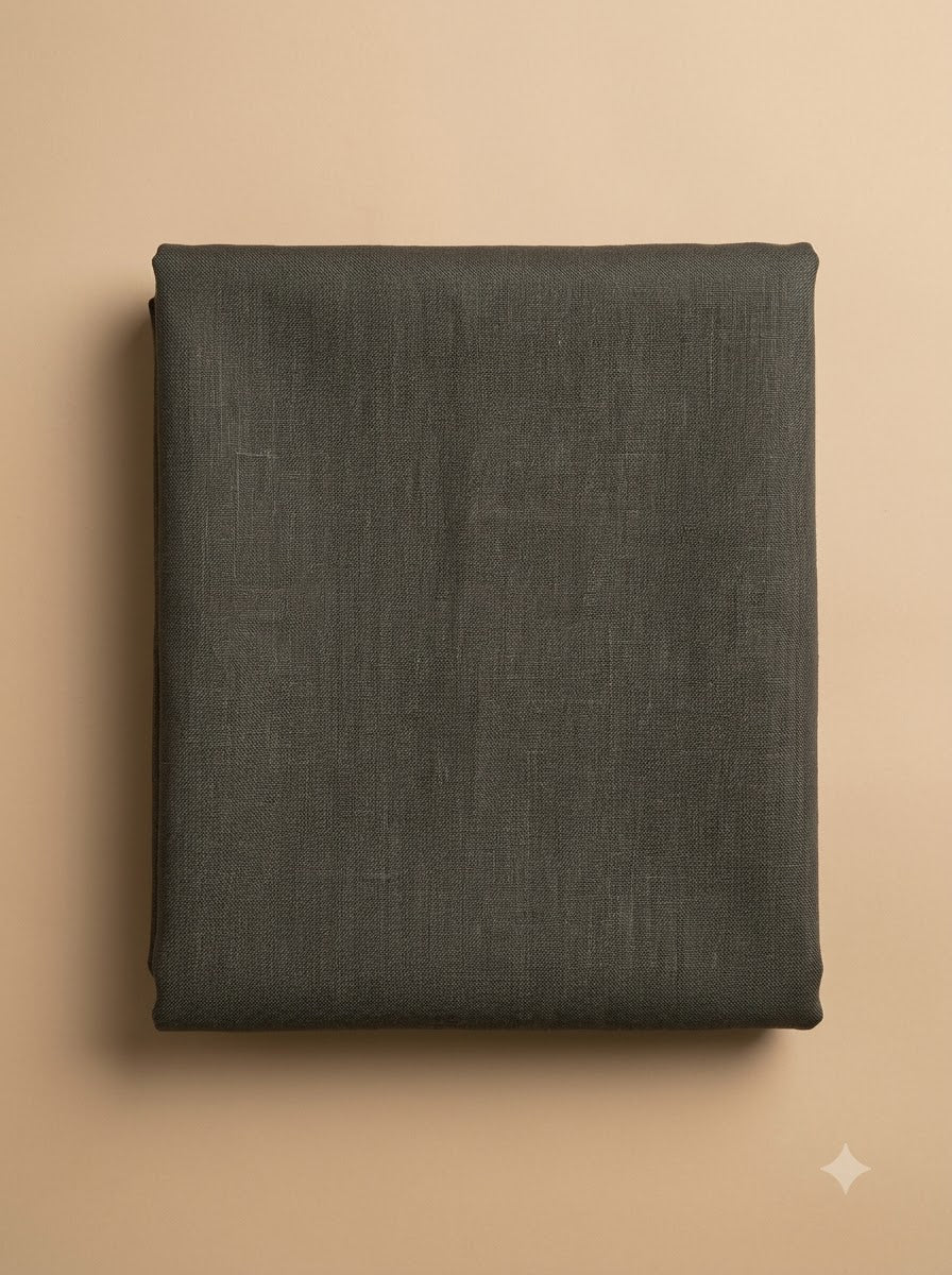 Grey Linen Blend Printed Unstitched Dress Material