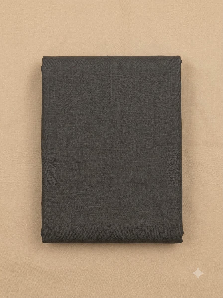 Grey Linen Blend Printed Unstitched Dress Material