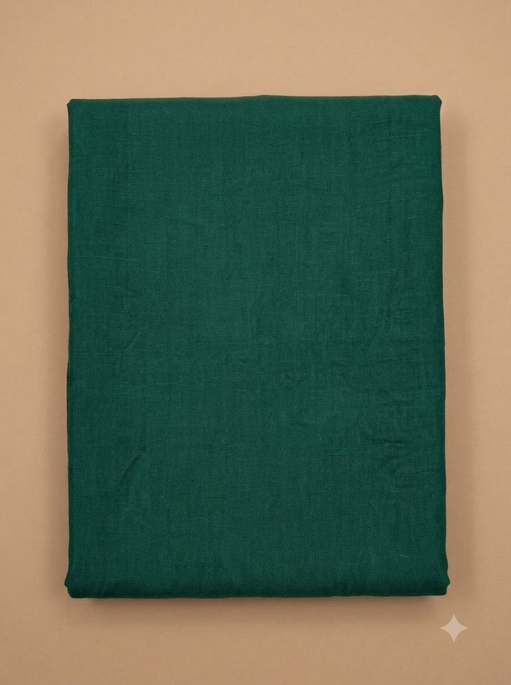 Green Linen Blend Printed Unstitched Dress Material