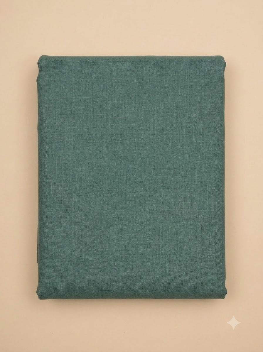 Rama Green Linen Blend Embroidered Unstitched Dress Material