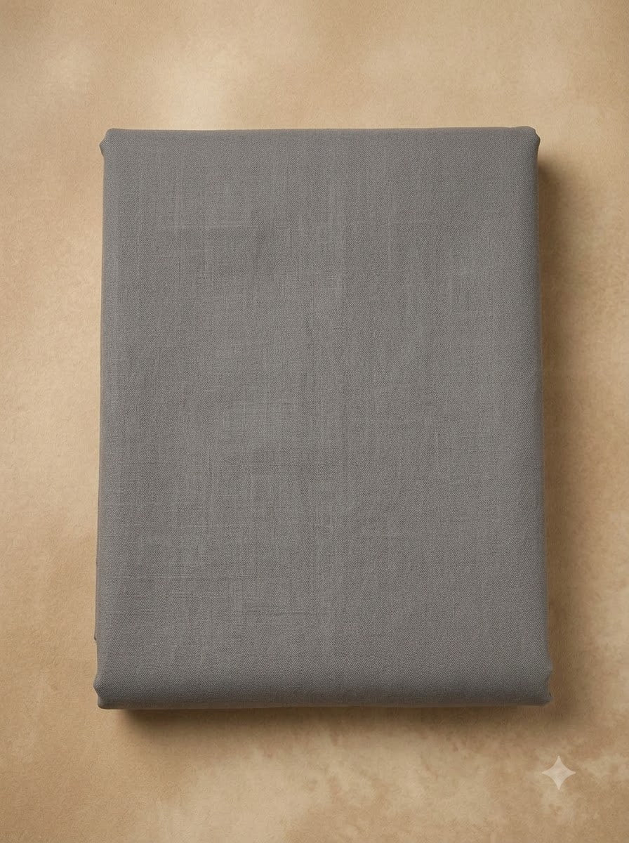 Grey Linen Blend Embroidered Unstitched Dress Material