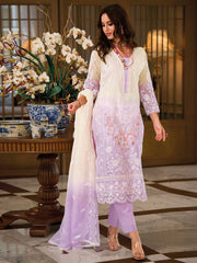 Embroidery Organza Kurta With Pants And Dupatta