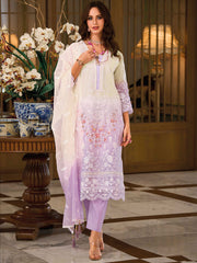 Embroidery Organza Kurta With Pants And Dupatta