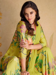 Embroidery Chinnon Kurta With Palazzo And Dupatta