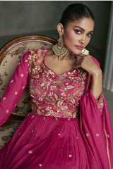 Resham Zari Work Art Silk Sweet Heart Long Gown