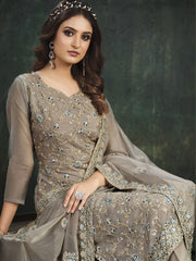 Neck Embroidery Organza Unstitched Suit Piece With Dupatta