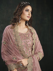 Neck Embroidery Organza Unstitched Suit Piece With Dupatta