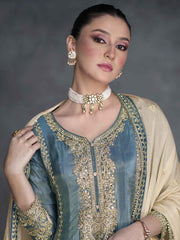 Resham Zari Sequins Work Organza Chinnon Kurta And Kurta