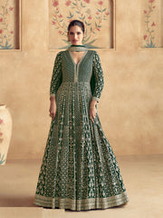 Embroidered Georgette Kurta With Pants & Dupatta