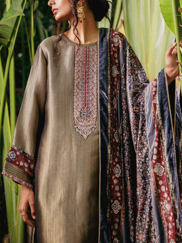 Neck Embroidered Banarsi Unstitched Suit Piece With Dupatta