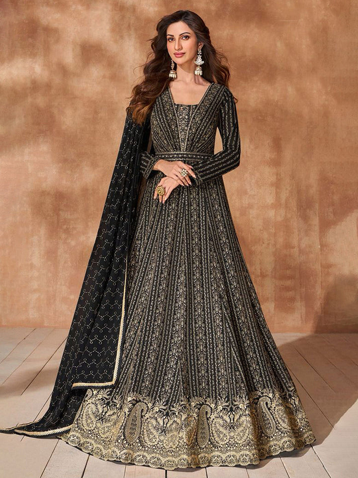 Embroidered Georgette Suit With Pant &amp; Dupatta