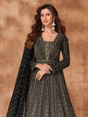 Embroidered Georgette Suit With Pant & Dupatta