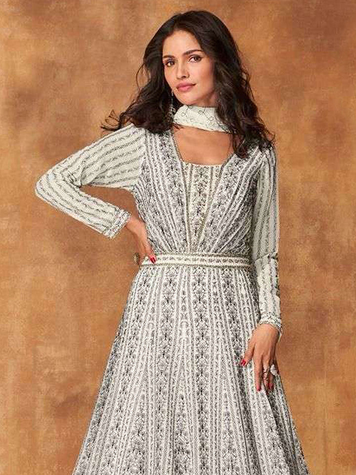 Embroidered Georgette Suit With Pant &amp; Dupatta