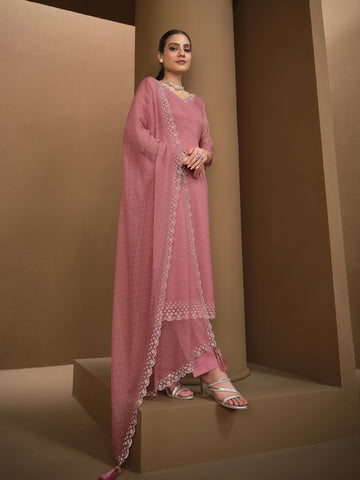 Embroidered Jaal Chiffon Unstitched Suit Piece With Dupatta