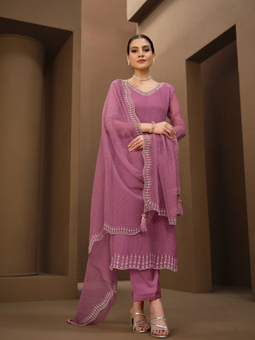 Embroidered Jaal Chiffon Unstitched Suit Piece With Dupatta
