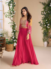 Embroidered Chinon Suit With Pant & Dupatta