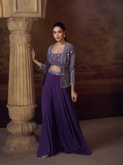 Embroidered Chinon Suit With Pant & Dupatta