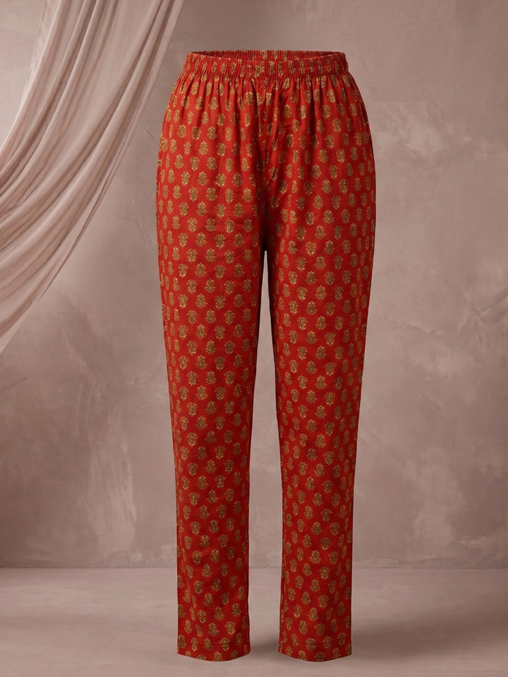 Rani Embroidered Cotton Blend Straight Round Neck Suit Set