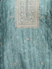 Neck Embroidered Chanderi Unstitched Suit Piece With Dupatta