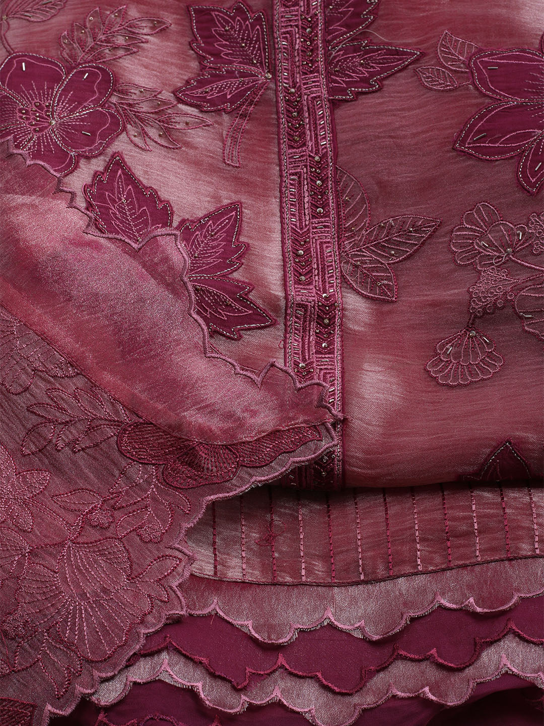 Embroidered Tissue Unstitched Suit With Dupatta